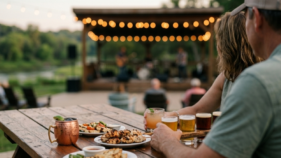 Live Music Events atmosphere with food, drinks, and outdoor entertainment at Bluffton Resort