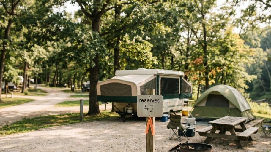 Campground reservations at Bluffton Resort showing a reserved campsite near Decorah, IA