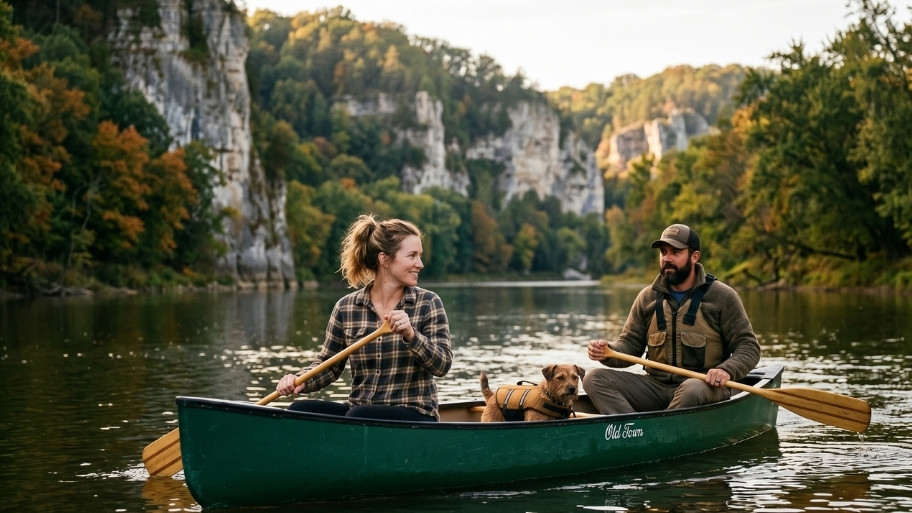 upper-iowa-canoe-experience Canoe rentals with guests exploring the Upper Iowa River near Decorah, Iowa